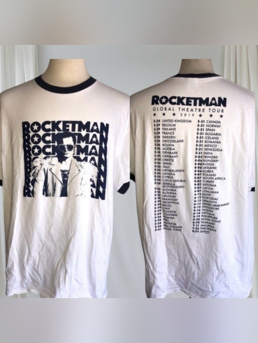 Rocketman Graphic  T-Shirt - White/Navy Blue XL Unisex